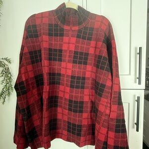 NWOT Eloquii Red and Black Plaid w/wide sleeves Sz 26/28